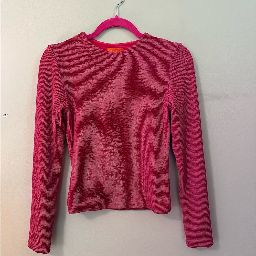 Dur Doux Pink Fuchsia Salamander Textured Long Sleeve Top Size XS